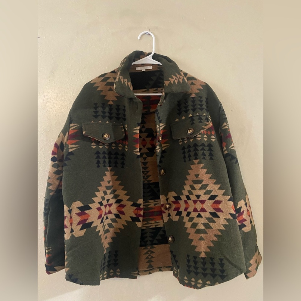 Western Aztec styled jacket with Black fringe